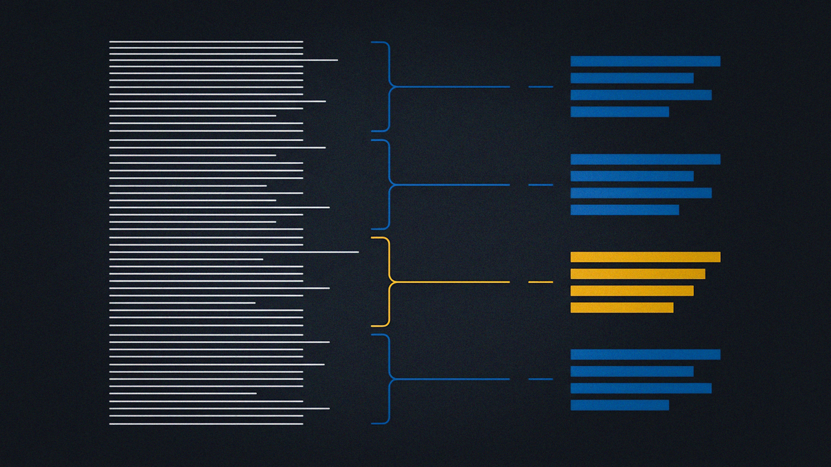 An abstract illustration of lines of text being summarized