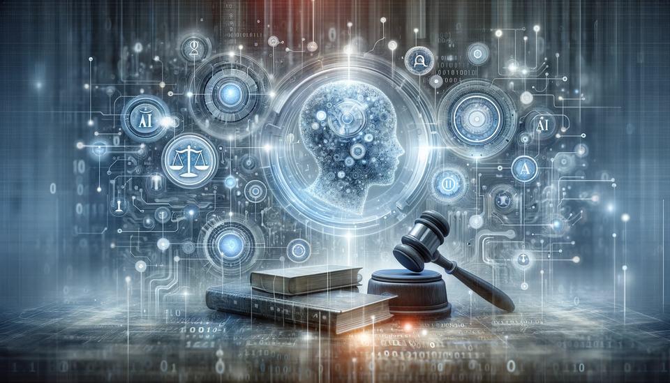 Abstract visual representation of AI in law