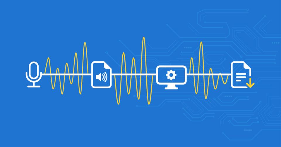 Graphical representation of a transcript being recorded and summarized